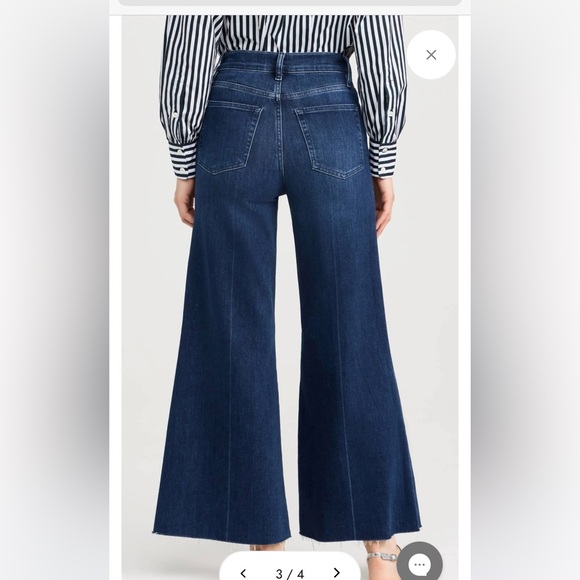 Frame Denim Le Palazzo Crop Dark Blue Flare Jeans - Picture 4 of 7